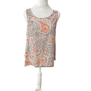 The Limited Colorful Soft Sleeveless Blouse Tank Top Size M Paisley Floral Peach